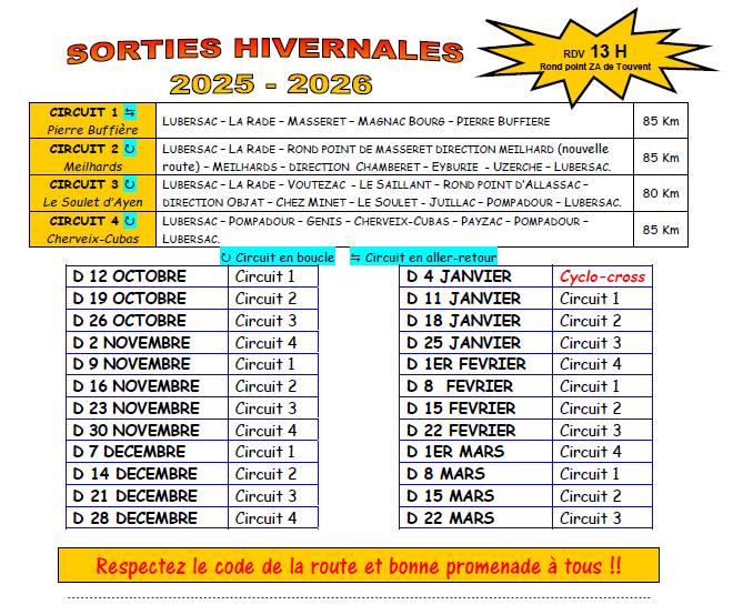 Calendrier ucl hiver 2025 2026